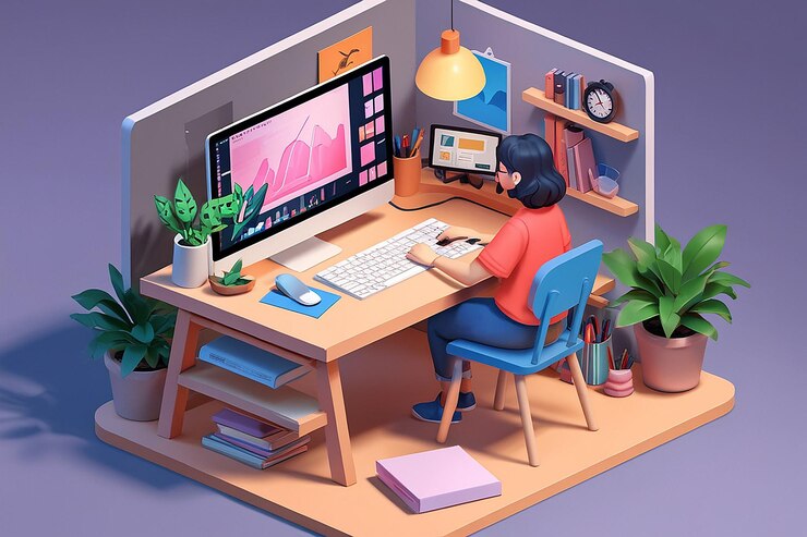 Foto ilustración conceptual del diseñador gráfico 3d