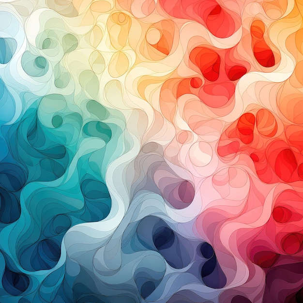 Ilustración conceptual de un fondo abstracto con líneas multicolores en forma de ondas Ilustración para pintura impresa IA generativa