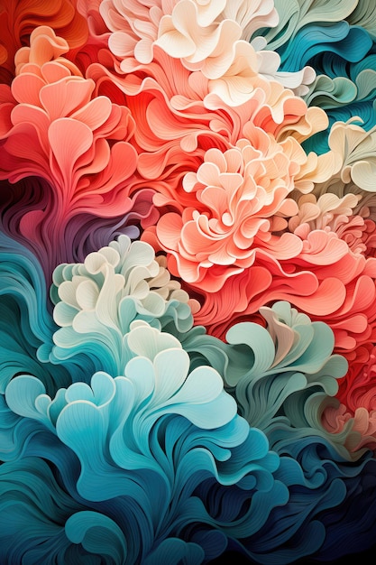 Ilustración conceptual de un fondo abstracto con líneas multicolores en forma de ondas Ilustración para pintura impresa IA generativa
