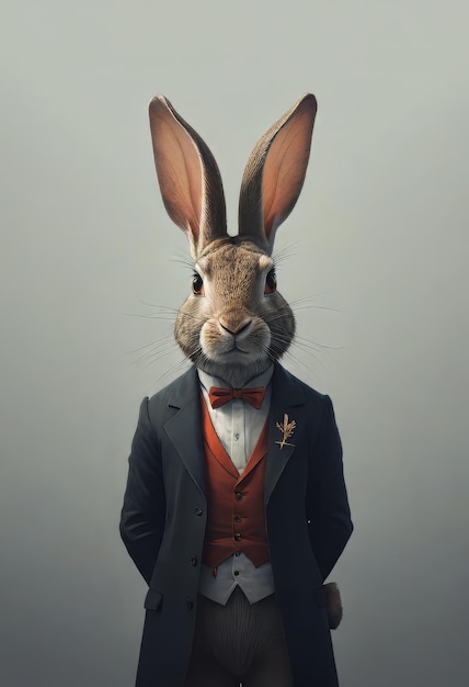 Ilustración de un conejo con ropa formal