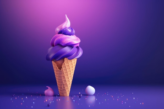 Ilustración de confitería de ai generativo lindo cono de helado