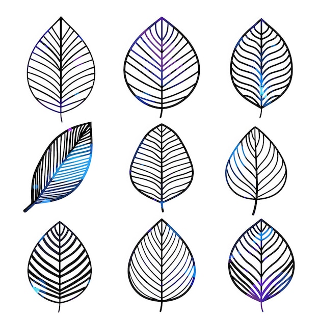 Ilustración del conjunto de vectores planos de hojas de caoba de alta calidad
