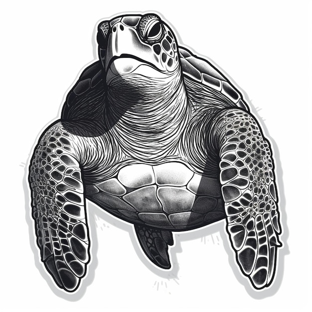 Foto ilustración del contorno de la tortuga dibujada a mano por vector