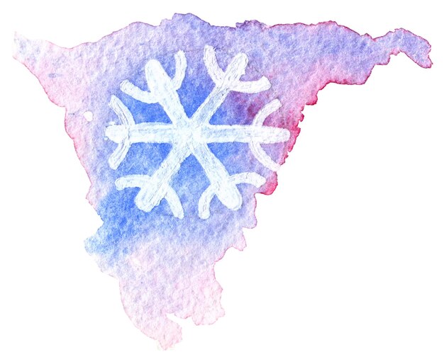 Ilustración de copo de nieve acuarela dibujada por manos ubicadas sobre un fondo blanco Ilustración para el diseño de patrones de postales impresos sobre el tema del invierno Año Nuevo Navidad