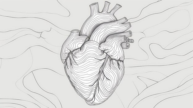 Ilustración de corazón dibujada en una sola línea