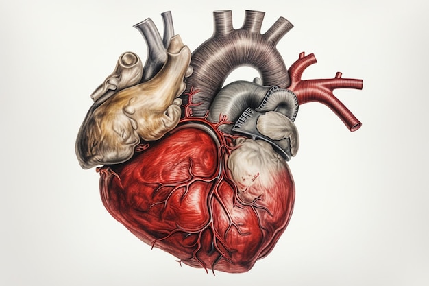 Ilustración del corazón humano creada con IA generativa