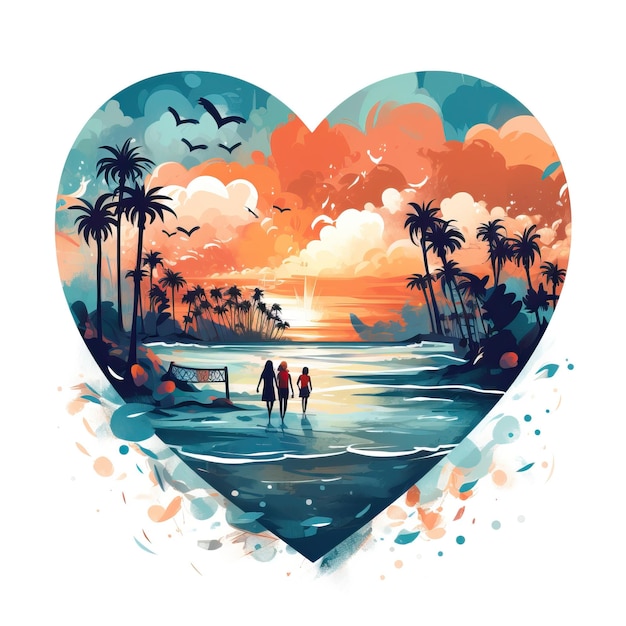 ilustración de corazón de playa