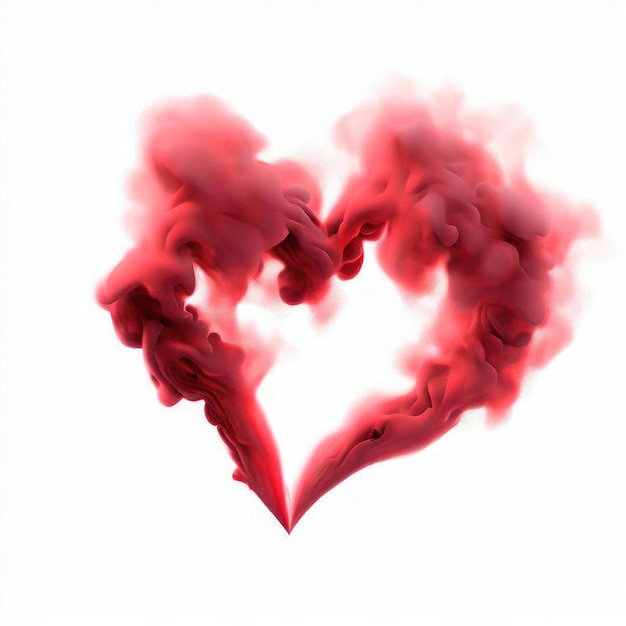 Foto ilustración de corazón de polvo de humo colorido con detalle realista