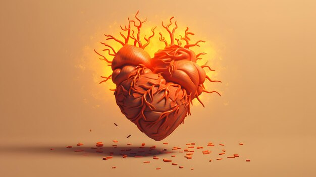 Foto ilustración del corazón síntomas de enfermedad salud mental fondo de ilustración 3d