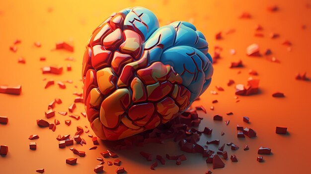 Foto ilustración del corazón síntomas de enfermedad salud mental fondo de ilustración 3d