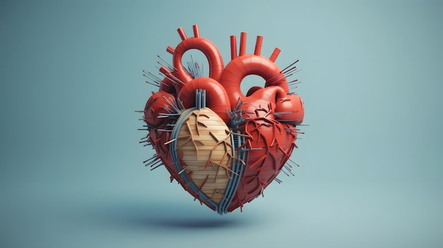 Foto ilustración del corazón síntomas de enfermedad salud mental ilustración de fondo 3d