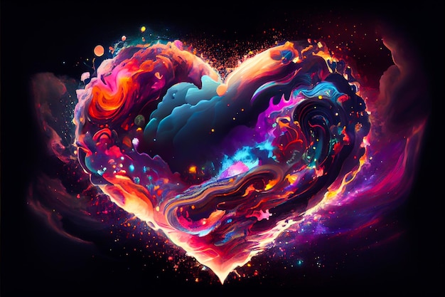 Ilustración de corazones de colores vibrantes Generativo ai