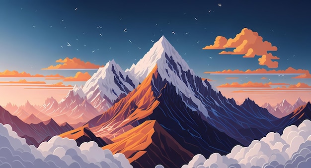 Una ilustración de la cordillera con el cielo de fondo