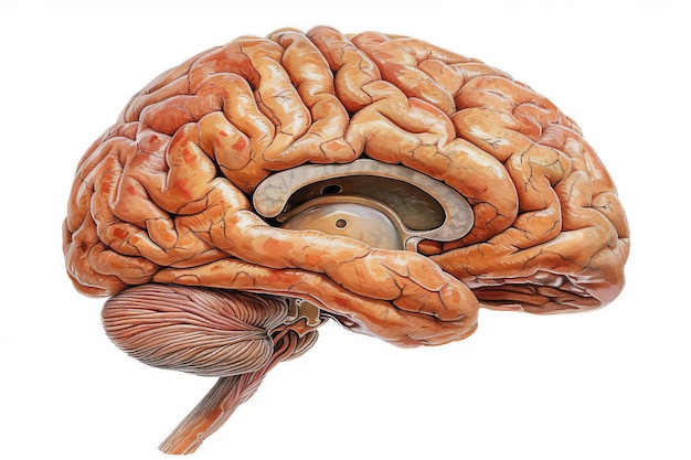 Foto una ilustración cortada del cerebro humano