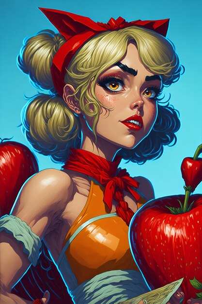 Foto ilustración de crazy fruit girls para trabajos de diseño, proyecto, decoración, papel tapiz de pared.