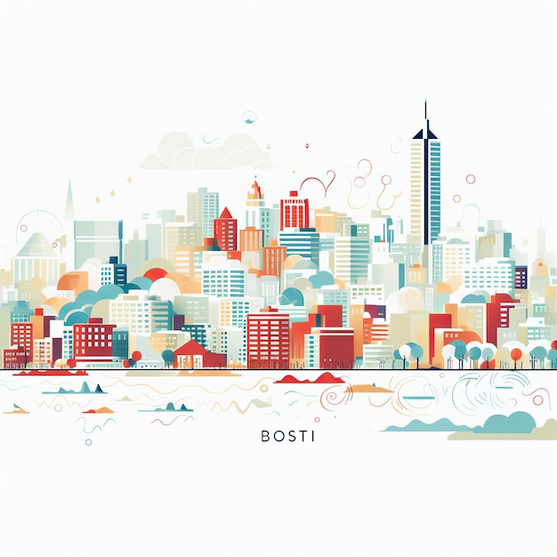 Ilustración de Crear un fondo todo blanco que muestra Boston con