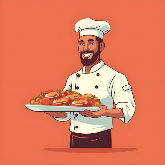 Ilustración creativa del chef en el estilo de arte vectorial plano minimalista