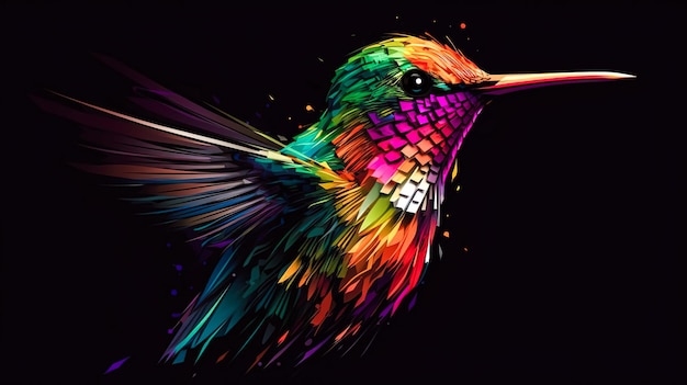 Ilustración creativa con colorido colibrí generativo ai