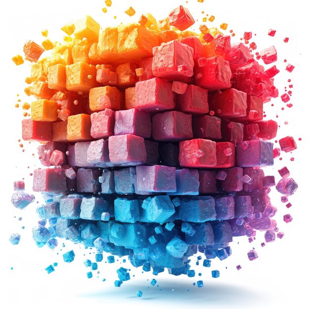 Ilustración creativa generada por computadora Ilustración 3D en muchos colores