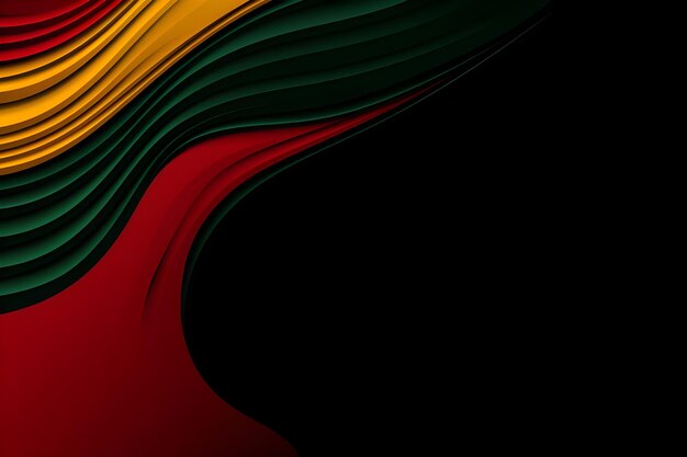 Ilustración creativa que celebra el Mes de la Historia Negra en los colores rojo, amarillo y verde de la bandera africana