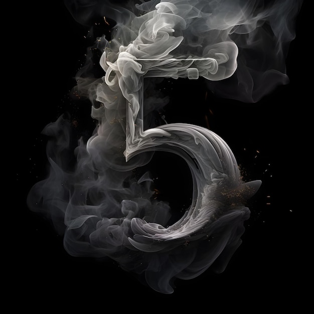 Foto ilustración creativa y vibrante del diseño del número numérico cinco 5