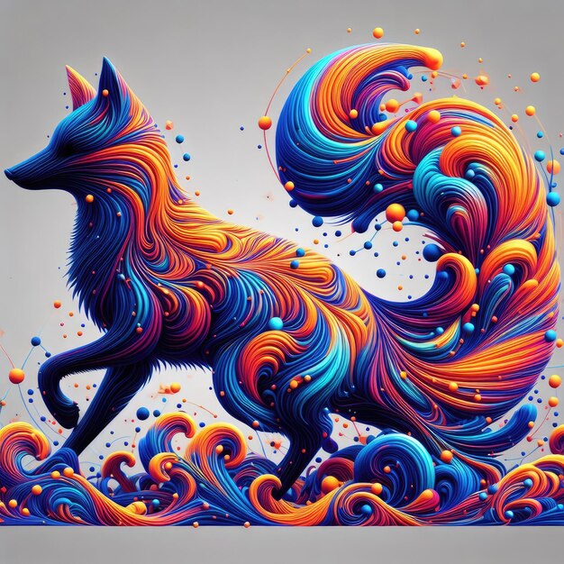 Ilustración creativa de zorro abstracto y colorido