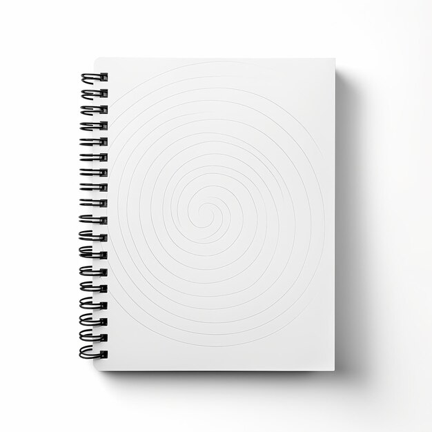 Ilustración de un cuaderno espiral vacío aislado sobre un fondo blanco