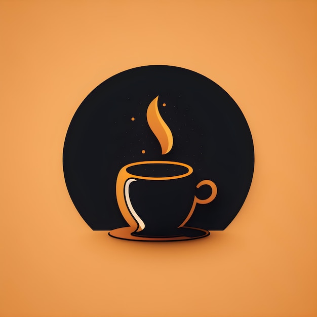 Ilustración cuadrada minimalista de taza de café caliente