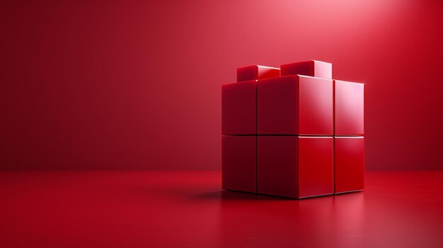 Foto una ilustración de un cuadrado tridimensional en rojo