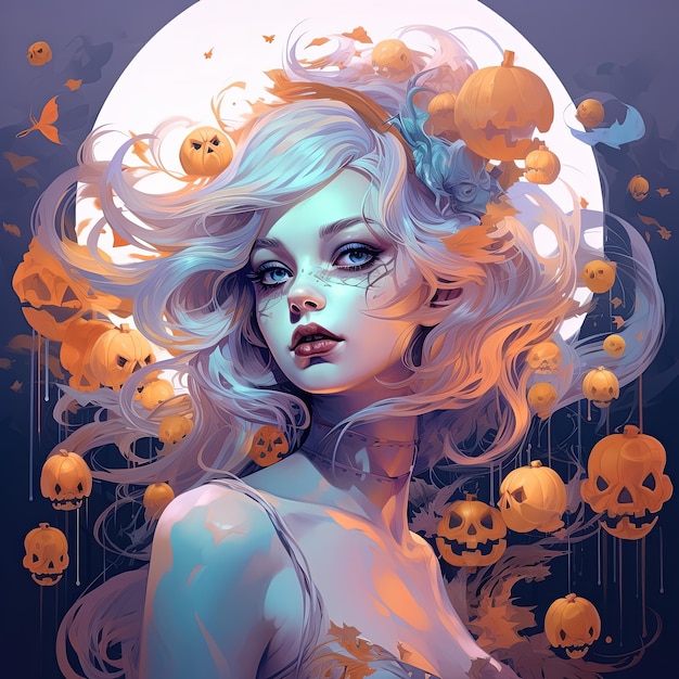 Ilustración del cuento de hadas de Halloween hermoso dibujo animado de brujas