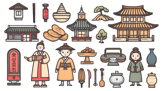 Ilustración de la cultura tradicional coreana
