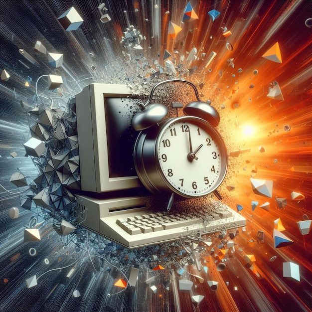 Ilustración d gráficos por computadora con un reloj