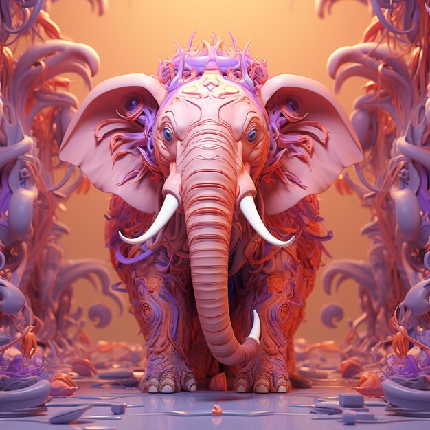 Ilustración decoración de elefante diseño de renderizado 3D