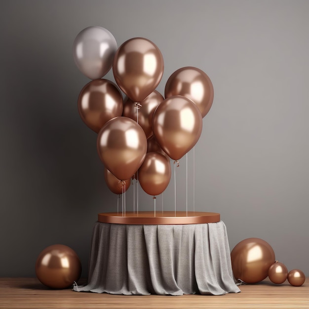 Foto ilustración de la decoración del podio de globos 3d