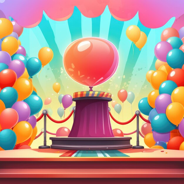 Foto ilustración de la decoración del podio de globos 3d