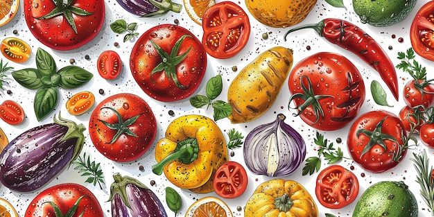 Ilustración de deliciosas verduras a la parrilla