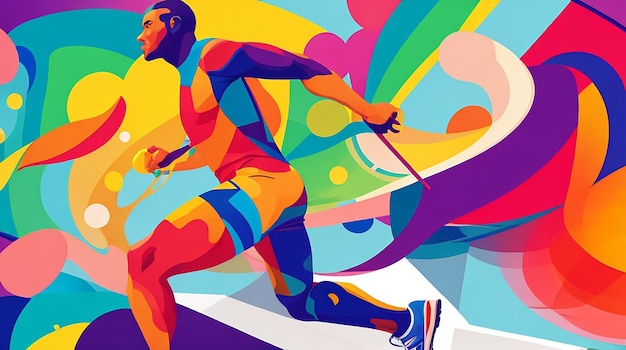 Foto ilustración deportiva abstracta en diseño de fondo multicolor