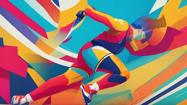 Foto ilustración deportiva abstracta en diseño de fondo multicolor