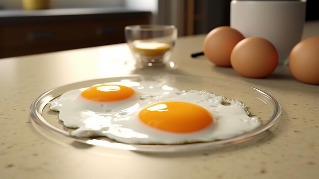 Foto ilustración de un desayuno con huevos con detalles