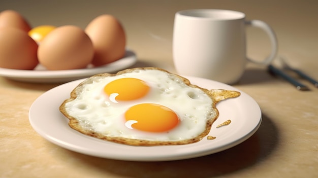 Foto ilustración de un desayuno con huevos con detalles