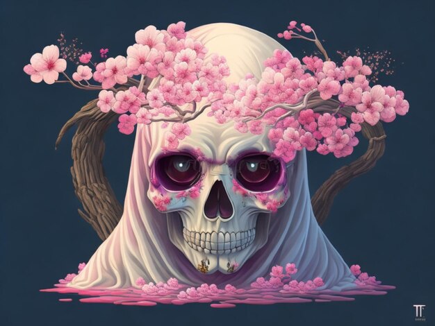 Una ilustración detallada de un ai generativo Dead Skull encapuchado