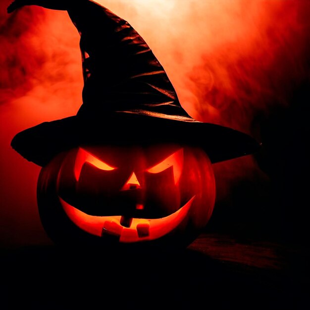 Foto una ilustración detallada cara halloween calabaza enojado cara calabaza magia ojos brillantes