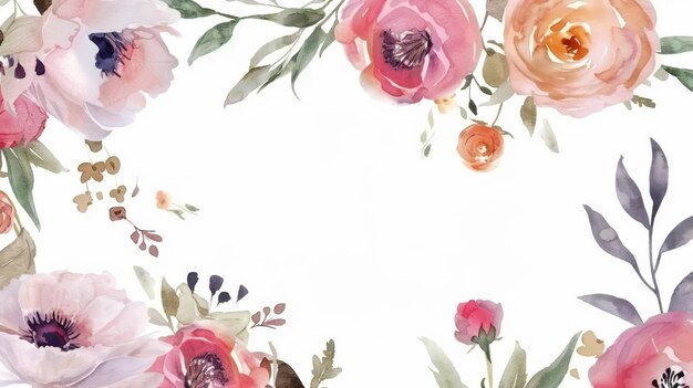 Ilustración detallada de flores en acuarela para invitaciones de boda