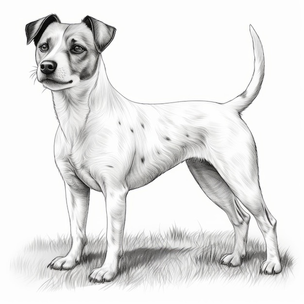 Ilustración detallada del Jack Russell Terrier en el estilo de la tinta