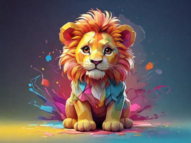 Foto una ilustración detallada de un lindo león de colores