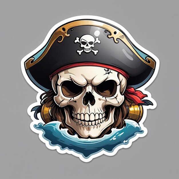 Ilustración detallada del logotipo de un cráneo de piratas