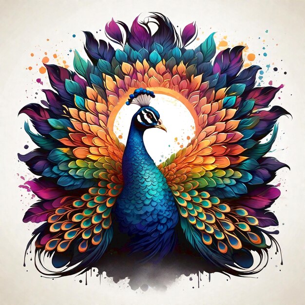 Una ilustración detallada de un majestuoso pavo real que se extiende ampliamente generó Ai