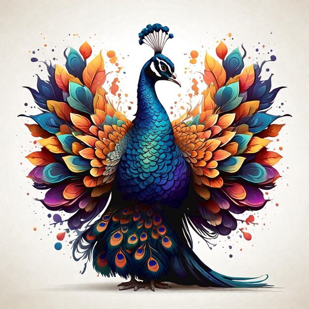 Una ilustración detallada de un majestuoso pavo real que se extiende ampliamente generó Ai