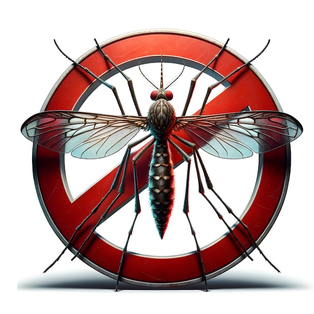 Ilustración detallada de mosquitos en el concepto de control de plagas de señales prohibidas