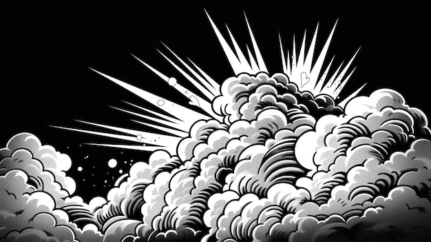 Foto ilustración detallada de una nube de polvo la nube de polvos tiene forma de hongo y está rodeada por una onda de choque